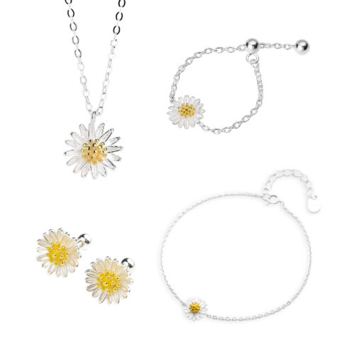 Silver 925 & gold-plated Set Flower
